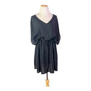 Lands' End Size XL/XXL Black Swim Coverup Drawstring Waist